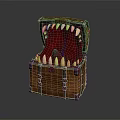 Decorative Wooden Chest With Sharp Teeth Design And Red Interior For Daily Use 3d model