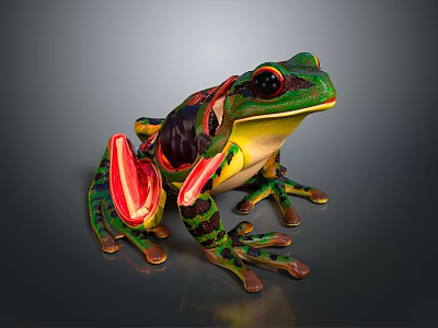 Vibrant Green Red Frog With Detailed Anatomical Structure And Lifelike Features 3d model