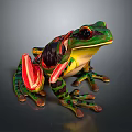 Vibrant Green Red Frog With Detailed Anatomical Structure And Lifelike Features