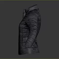 Gray Quilted Puffer Jacket With Stand Collar And Zipper Closure For Casual Wear