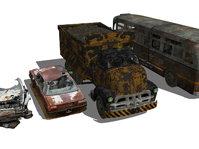 old car broken car accident car 3d model