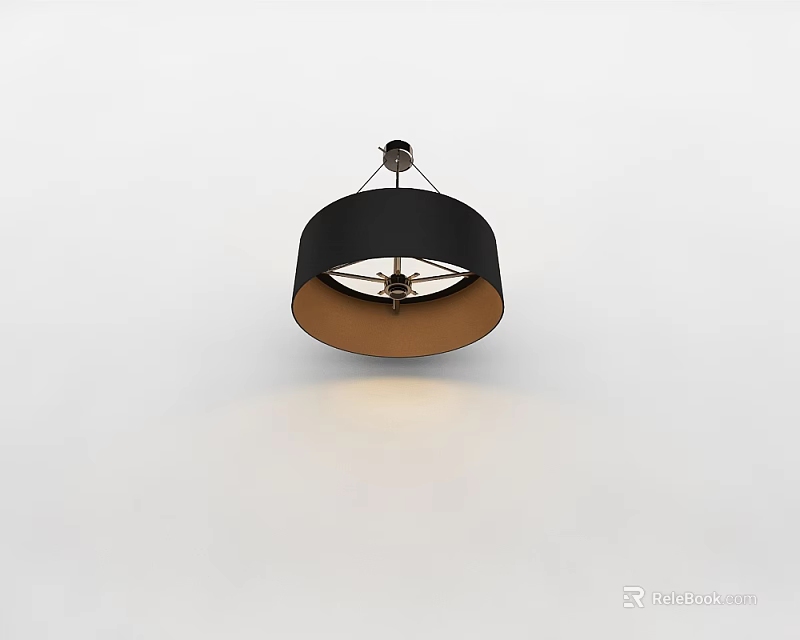 Modern Black And Brown Pendant Light With Round Shade And Metal Frame 3d model 