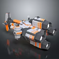 Futuristic 3D Mechanical Model With Gray White Orange Angular Blocks And Stripes 3d model