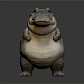 Cute Chubby Hippo Figurine With Round Body And Big Eyes Standing Upright
