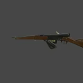 Vintage Military Style Rifle With Wooden Stock Metal Barrel Magazine And Bullet Detail