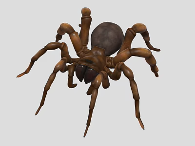 Detailed Brown Reptile Figure With Long Legs And Bulbous Abdomen Structure 3d model