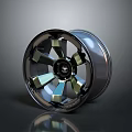 Stylish Tire With Chrome Wheel Rim Metallic Spokes And Reflection On Dark Background