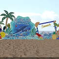 Summer Seaside Check in Photo Spot with Palm Trees Whale Decorations and Sand Beach