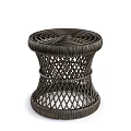 Handcrafted Dark Woven Rattan Stool with Intricate Weave Pattern and Stable Structure 3d model