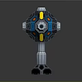 Sci Fi Mechanical Geometric Device With Blue Yellow Orange Components And Silver Base 3d model