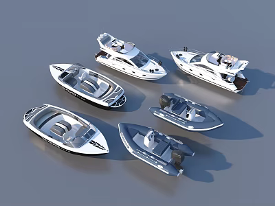 Various Modern Yacht Models With Stylish Design And Open Decks 3d model
