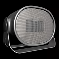 Contemporary Silver Speaker Featuring Round Mesh Grille And Metal Stand Design