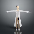 Cartoon Character With White Long Coat Brown Pants And Gray Hair Arms Outstretched