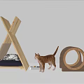 Stylish Cat Furniture Set Teepee Bed Circular Tunnel And Playful Cats