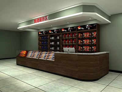 Wine Cabinet Retail Sales Area With Multiple Shelves And Liquor Products 3d model