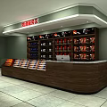 Wine Cabinet Retail Sales Area With Multiple Shelves And Liquor Products