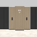 Modern Elevator Lobby Design With Glass Doors Wooden Panels And Polished Floor