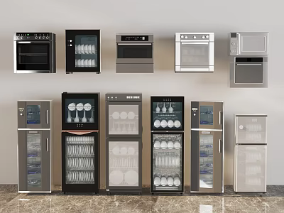 Stainless Steel Kitchen Appliances Ovens Microwaves And Storage Cabinets For Modern Home Kitchen 3d model