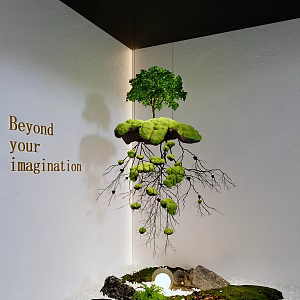 Indoor landscape hanging plant pile micro terrain 3d model
