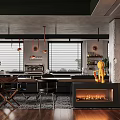 Vintage industrial style kitchen restaurant 3d model