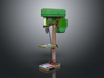 Hardware Tools Green Floor Standing Drill Press with Stable Base and Workbench 3d model