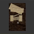 Wooden Box Scene Structure Model With Stacked Boxes And Planks On Mat