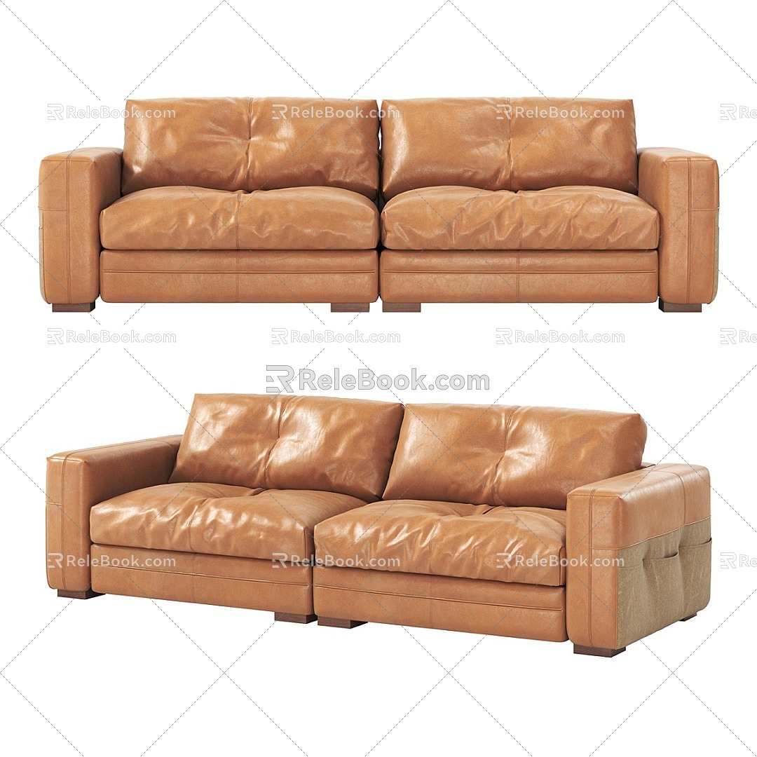 Modern minimalist double sofa 3d model