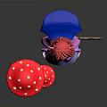 Magical Fairy With Red Hair Pink Purple Dress Red White Spotted Mushrooms Heart Shaped Staff