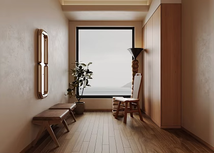 Quiet Entrance Original Wood Dining Chair 3d model