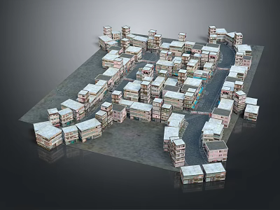 Detailed Miniature City Model With Residential Buildings And Urban Layout Design 3d model