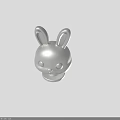 Cartoon Rabbit Head Figure With Shiny Silver Finish And Base Stand