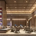 Elegant New Chinese Style Hotel Public Lounge With Warm Soft Lighting And Exquisite Marble Decoration