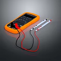 Orange Digital Multimeter With Test Leads For Computer Hardware Testing And Repair 3d model