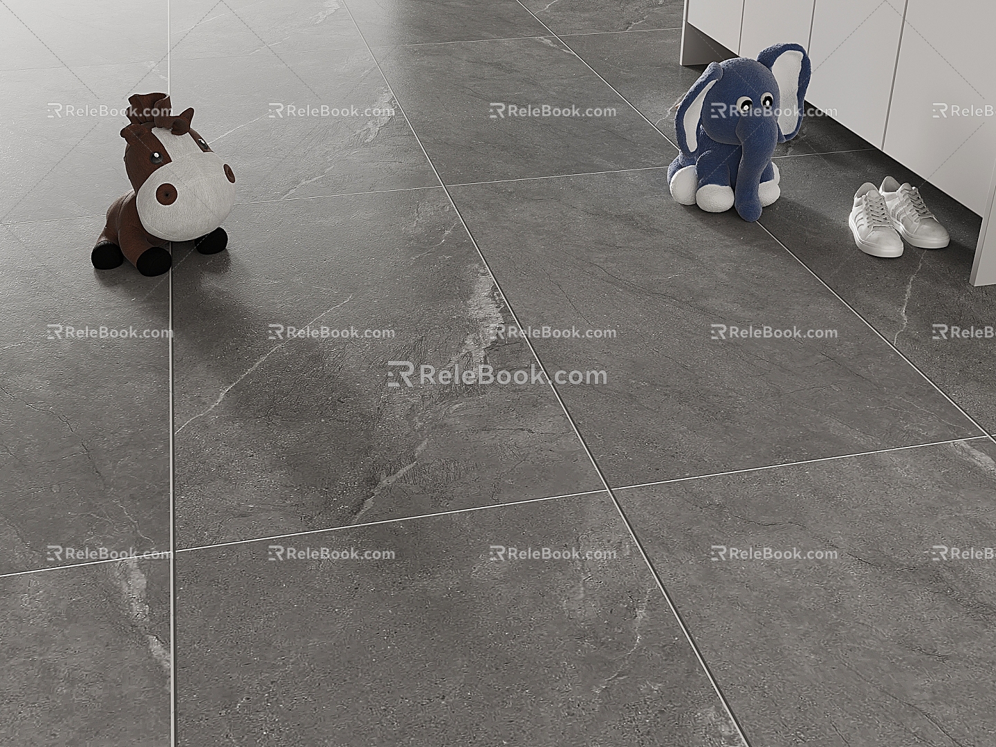 Modern Grey Imitation Marble Soft Light Floor Tile Living Room Grey Marble Tile Plush Toy 3d model