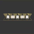 Golden Star Shaped Frames Arranged On White Platform With Small Human Figures 3d model