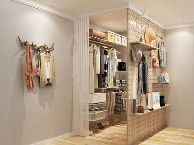 Modern Open Walk In Wardrobe Design With Large Storage Space For Clothes Shoes And Accessories 3d model