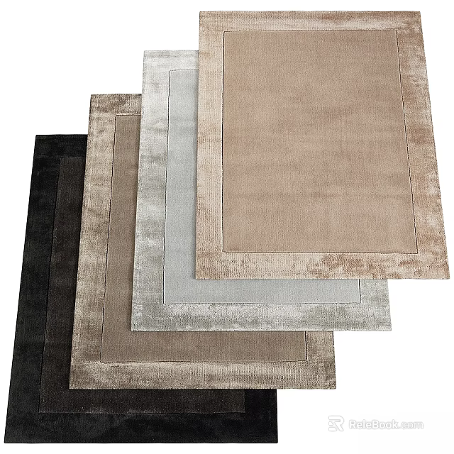 Stacked Square Rugs In Neutral Tones With Soft Textured Borders And Modern Design 3d model 