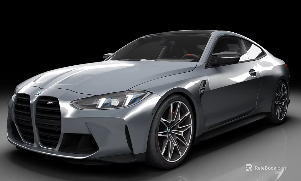 Silver BMW M4 Two Door Coupe With Sleek Front Grille Design And Alloy Wheels 3d model 