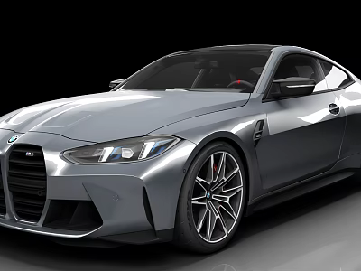 Silver BMW M4 Two Door Coupe With Sleek Front Grille Design And Alloy Wheels 3d model