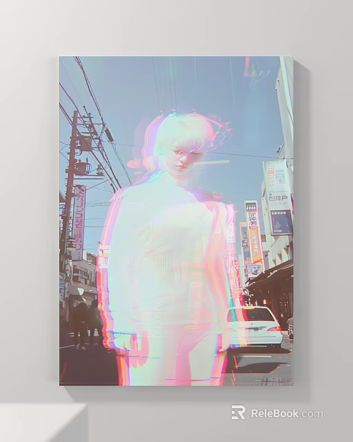 Abstract Painting Of Urban Street Figure With Blurred Color Overlay And Modern Artistic Style 3d model 