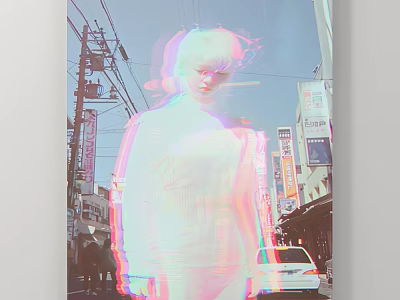 Abstract Painting Of Urban Street Figure With Blurred Color Overlay And Modern Artistic Style 3d model