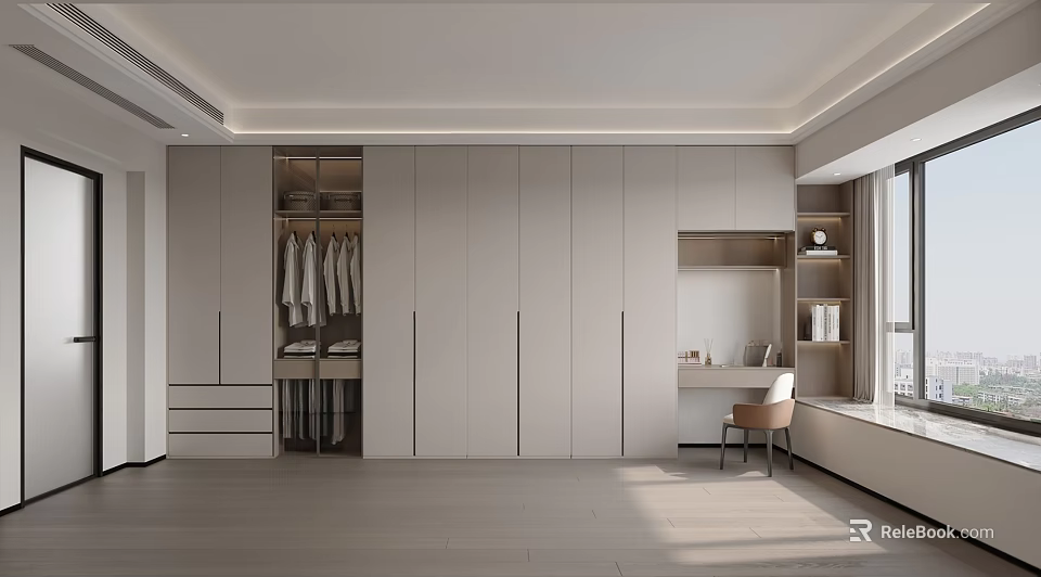 Modern Luxury Walk in Closet Interior Design with Elegant Vanity and Storage 3d model 