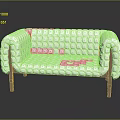 White Diamond Pattern Multi Seater Sofa With Knitted Fabric And Wooden Legs