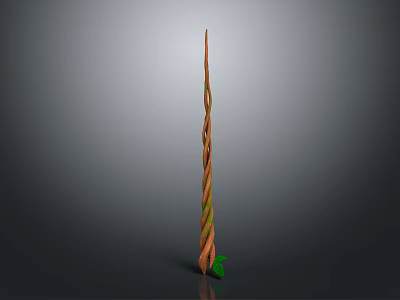 Elongated Decorative Twisted Spiral Object With Vibrant Orange Green Brown Hues 3d model