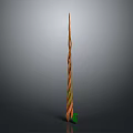 Elongated Decorative Twisted Spiral Object With Vibrant Orange Green Brown Hues