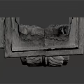 Gray Stone Decorative Column With Intricate Carvings And Textured Surface