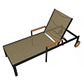 Modern Lounge Chair With Metal Frame Woven Seat Backrest Wooden Armrests and Wheels