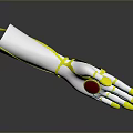 Game Movie Character Mechanical Arm White Design Yellow Nails Red Palm Circle Blue Joint Lines