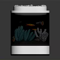 Modern Aquarium Fish Tank With Colorful Fish Blue Coral Sand And Top White Pebbles
