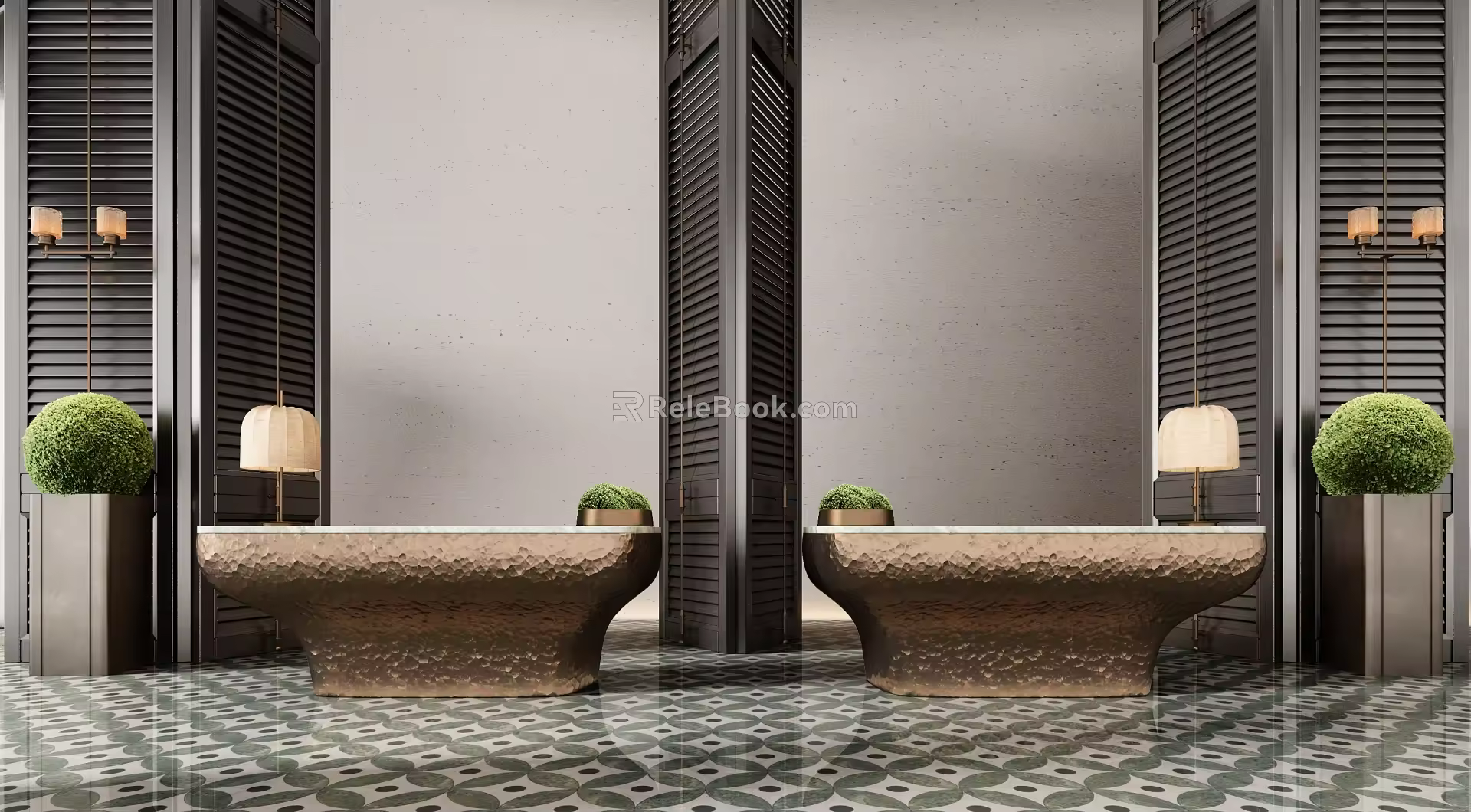 Lobby Reception Desk Reception Desk Water Bar 3d model